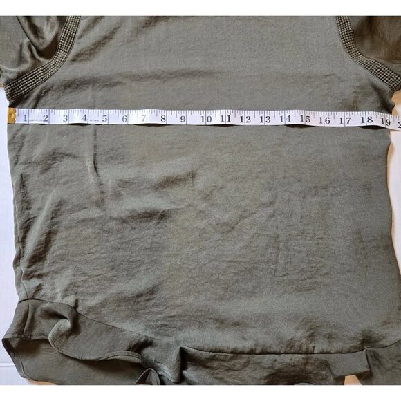 Apt 9 Womens Olive Green 3/4 Bell Sleeve Crew Neck Blouse Top Med Boho RN73277 - Picture 3 of 9